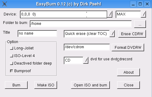 Screenshot Easyburn
